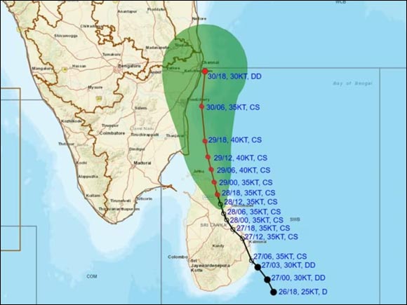 શ્રીલંકામાં દિતવાહ વાવાઝોડાના કહેરથી ૬૯ના મોત